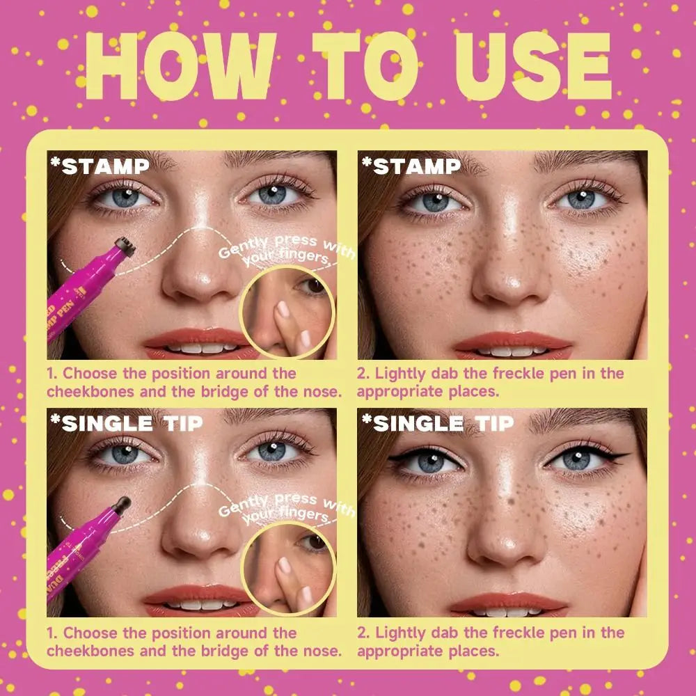 High Quality Dual-Ended Faux Freckle Stamp Smudge-proof Fast-drying Freckle Makeup Pencil Waterproof Long Lasting Freckle Pen